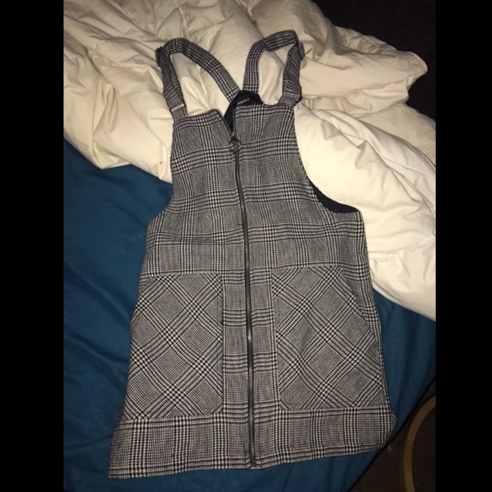 plaid overall dress